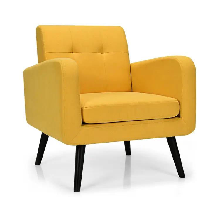 Modern Upholstered Comfy Accent Chair Single Sofa with Rubber Wood Legs by DirectDeals