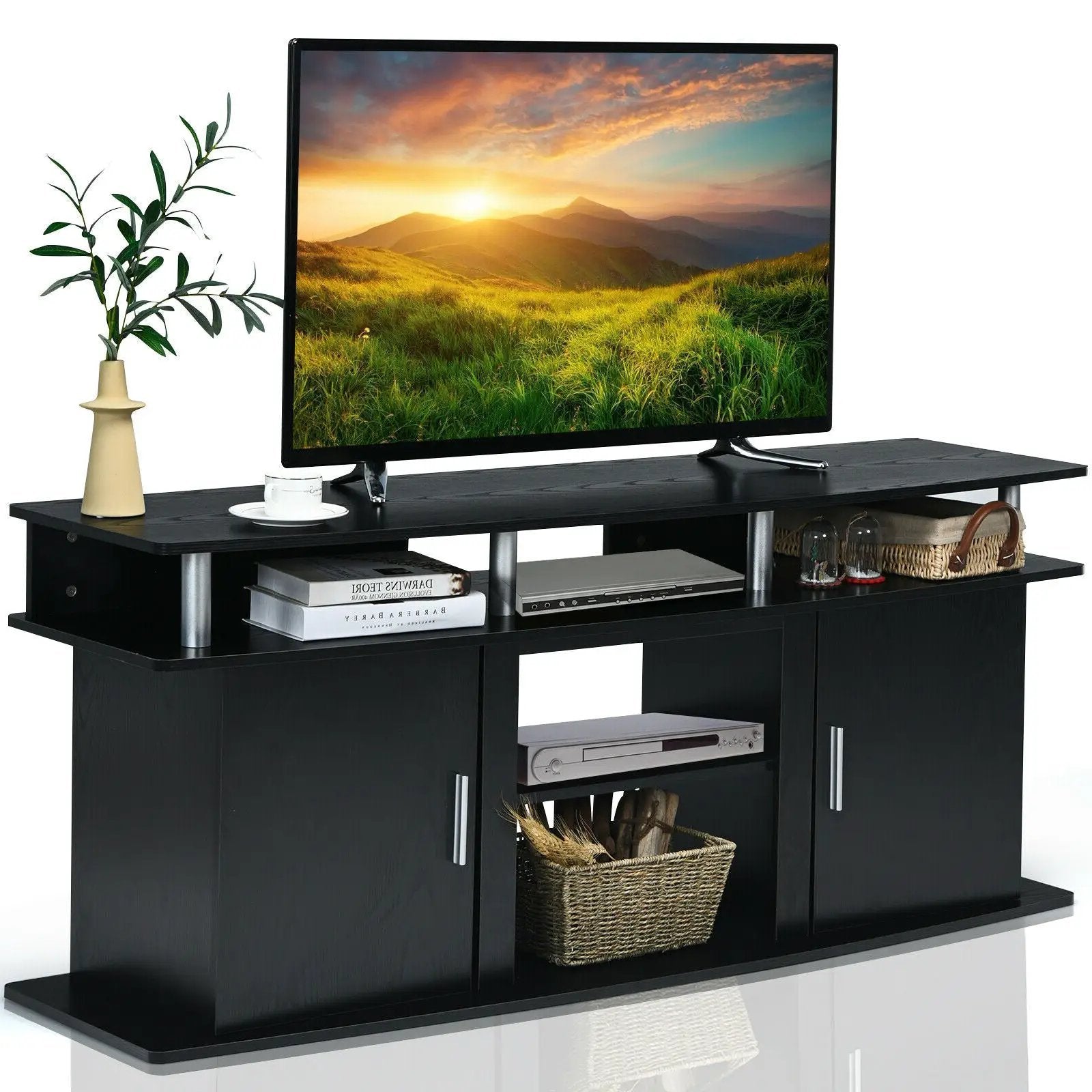 63 Inch TV Entertainment Console Center with 2 Cabinets by DirectDeals