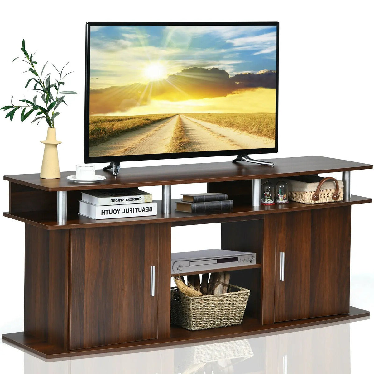 63 Inch TV Entertainment Console Center with 2 Cabinets, photo 3 of 9