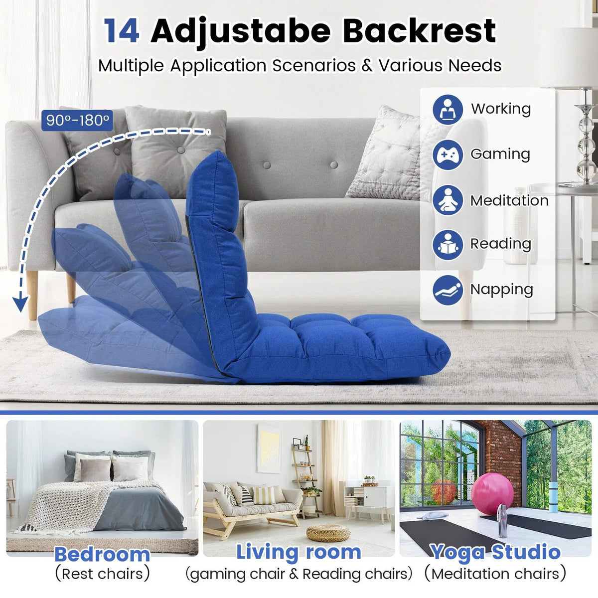 14-Position Adjustable Folding Lazy Gaming Sofa, photo 7 of 14