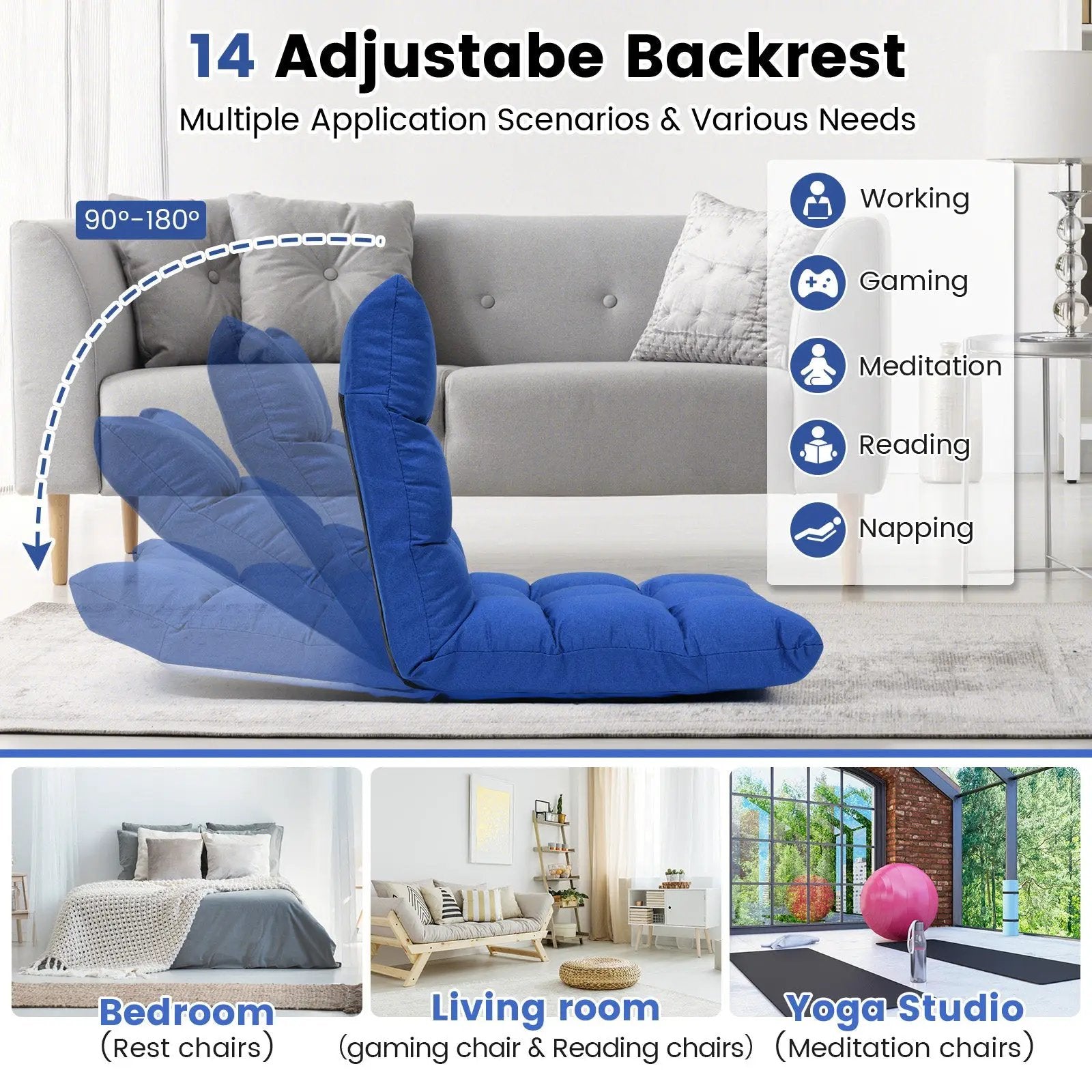 14-Position Adjustable Folding Lazy Gaming Sofa by DirectDeals