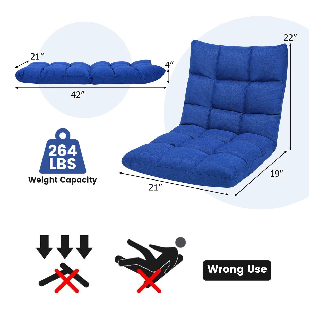 14-Position Adjustable Folding Lazy Gaming Sofa, photo 5 of 14