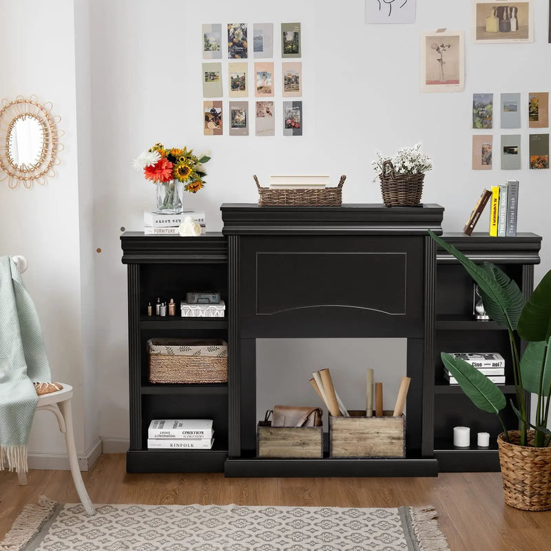 70 Inch Modern Fireplace Media Entertainment Center with Bookcase by DirectDeals