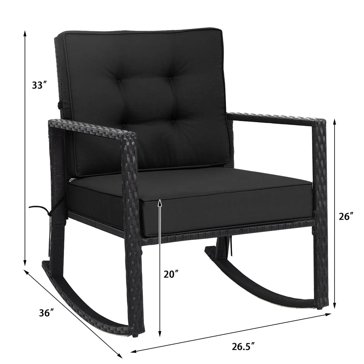 Patio Rattan Rocker Outdoor Glider Rocking Chair Cushion Lawn, photo 5 of 13