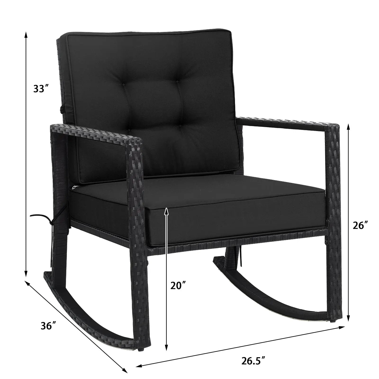 Patio Rattan Rocker Outdoor Glider Rocking Chair Cushion Lawn by DirectDeals
