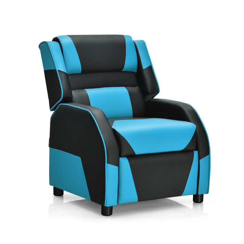 Kids Youth PU Leather Gaming Sofa Recliner with Headrest and Footrest by DirectDeals