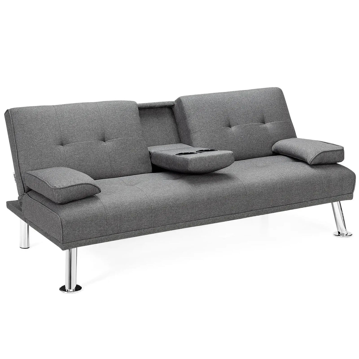 Convertible Folding Futon Sofa Bed Fabric with 2 Cup Holders, photo 9 of 9