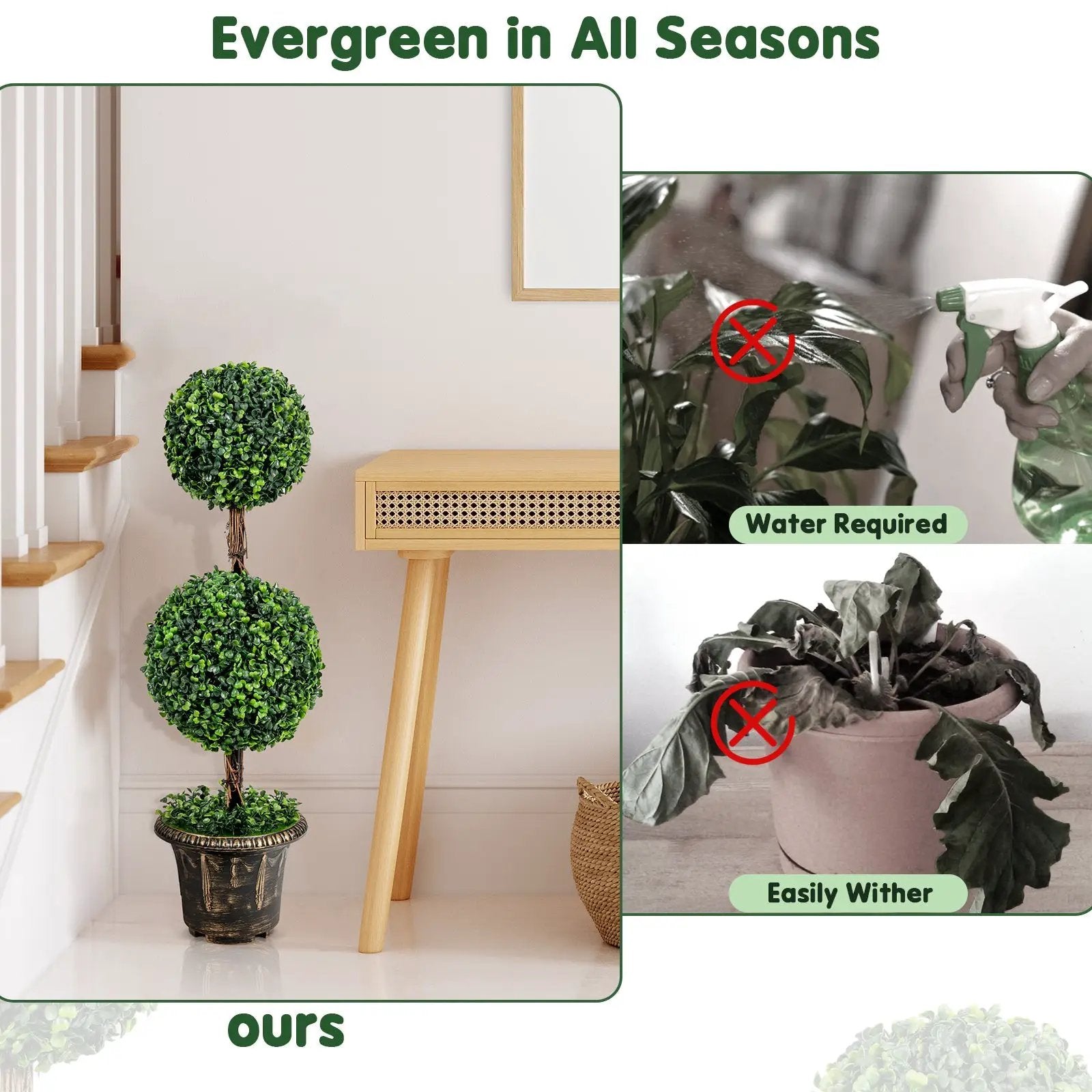36 Inch Artificial Double Ball Tree Indoor and Outdoor UV Protection by DirectDeals