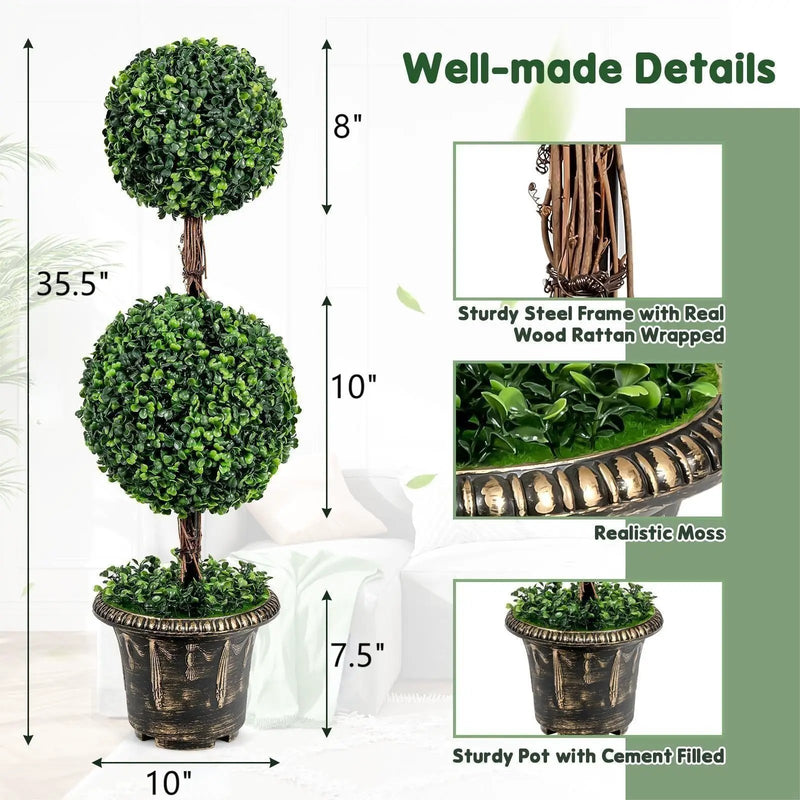 36 Inch Artificial Double Ball Tree Indoor and Outdoor UV Protection by DirectDeals