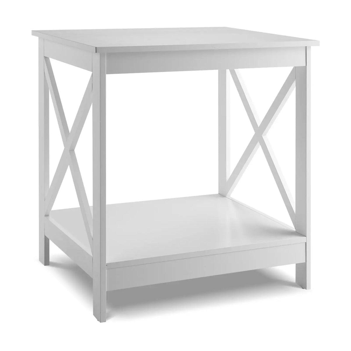 2-Tier Side Table with X-shape Design and 4 Solid Legs, photo 7 of 21