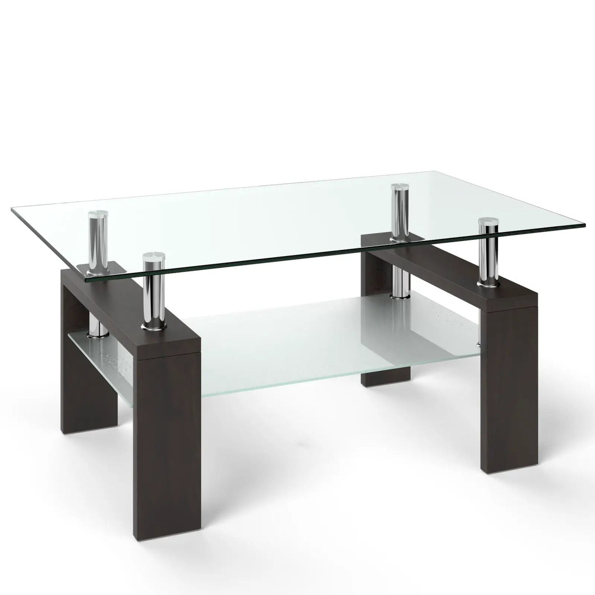 Rectangular Tempered Glass Coffee Table with Shelf, photo 11 of 32