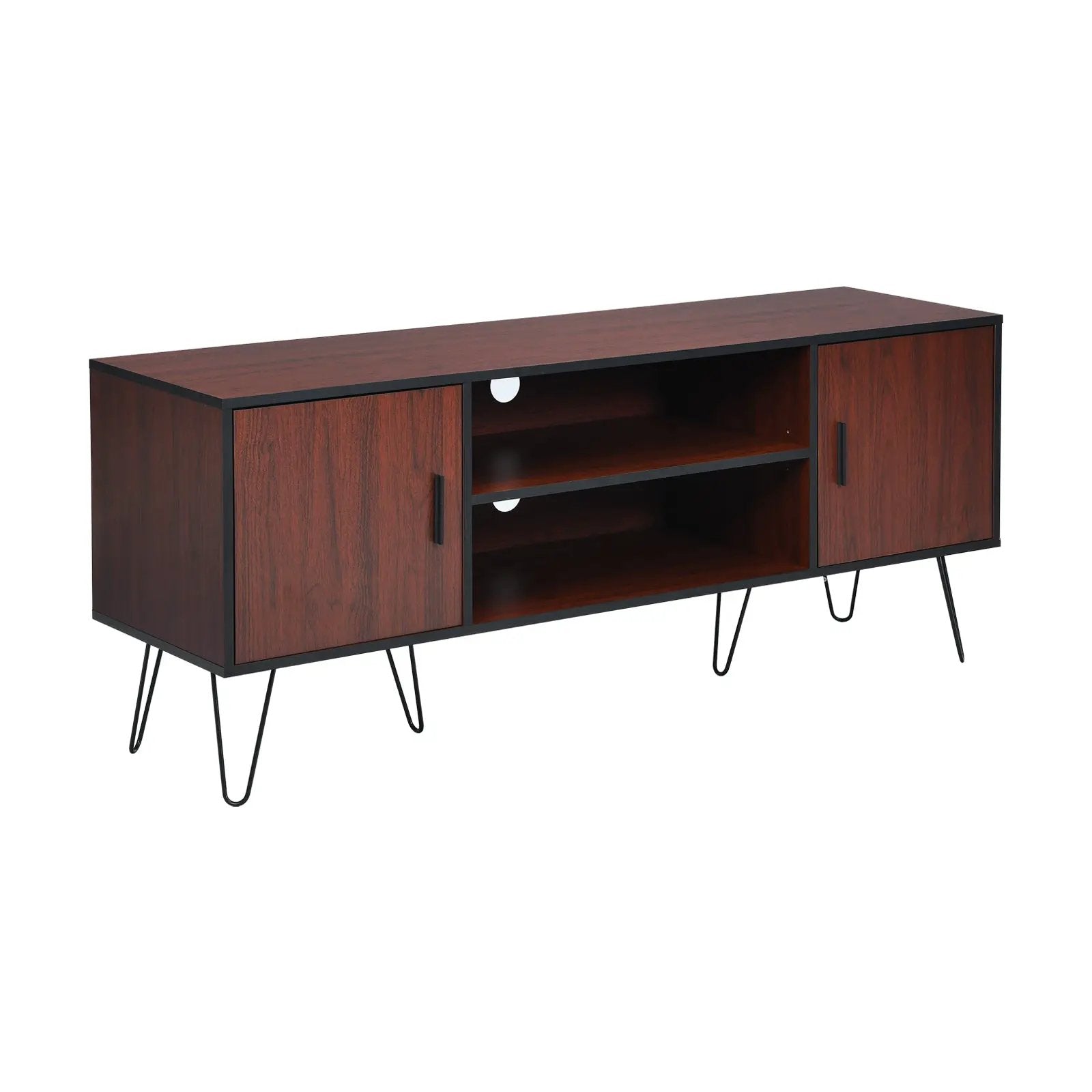 Retro Modern TV Stand with 6 Metal Legs for TVs up to 65 Inch with 2 Cable Holes by DirectDeals