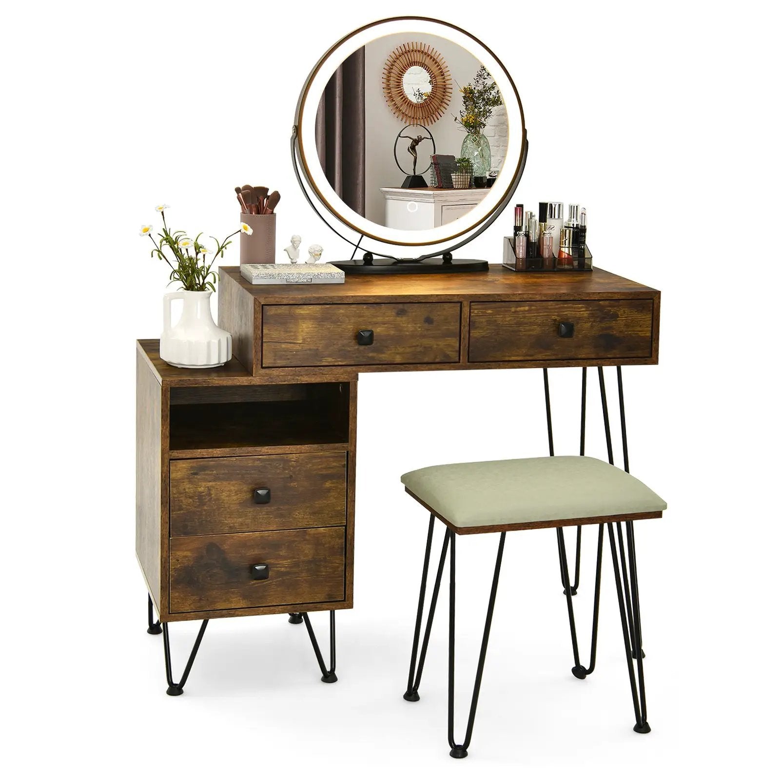 Modern Dressing Table with Storage Cabinet by DirectDeals