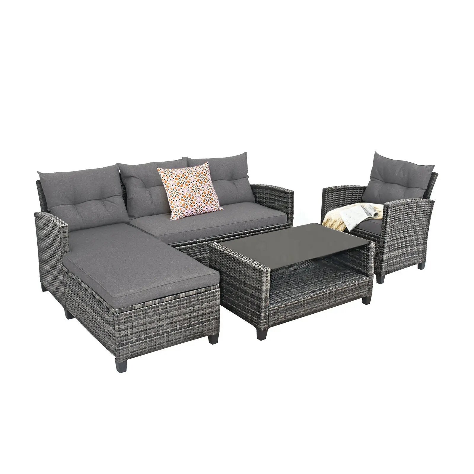 4 Pieces Patio Rattan by DirectDeals