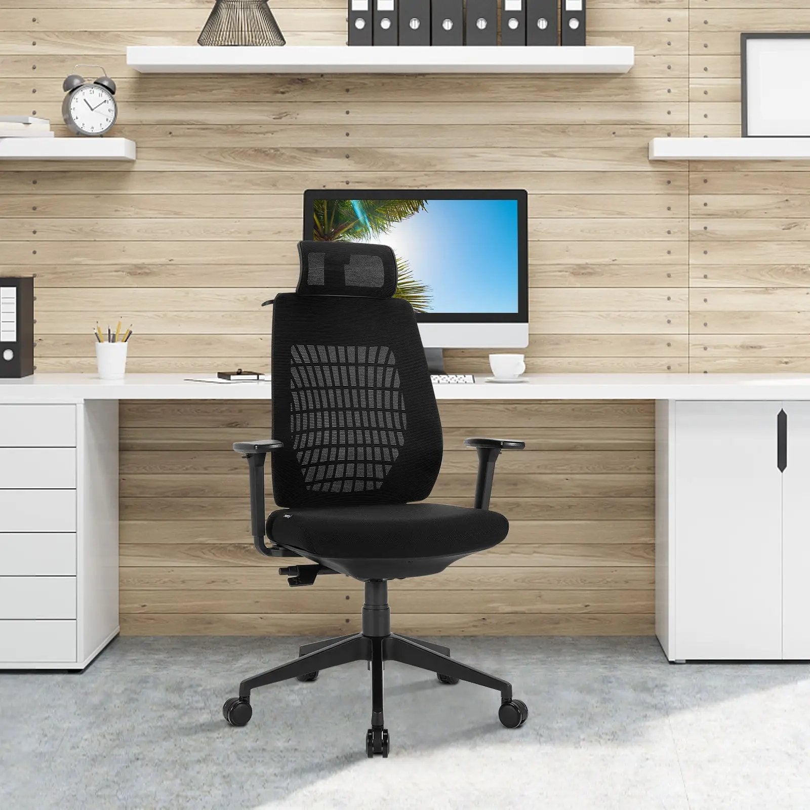 High Back Mesh Office Chair with Clothes Hanger by DirectDeals