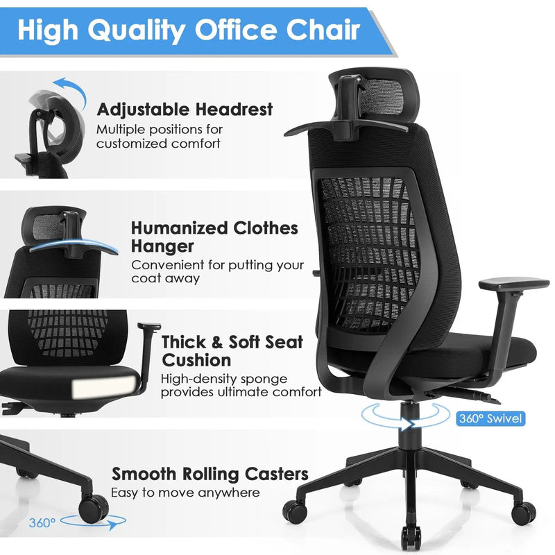 High Back Mesh Office Chair with Clothes Hanger by DirectDeals