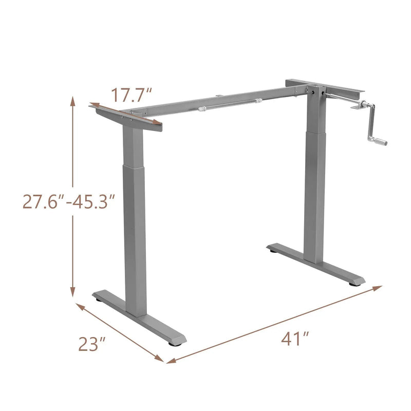 Hand Crank Sit to Stand Desk Frame Height Adjustable Standing Base-Gray by DirectDeals