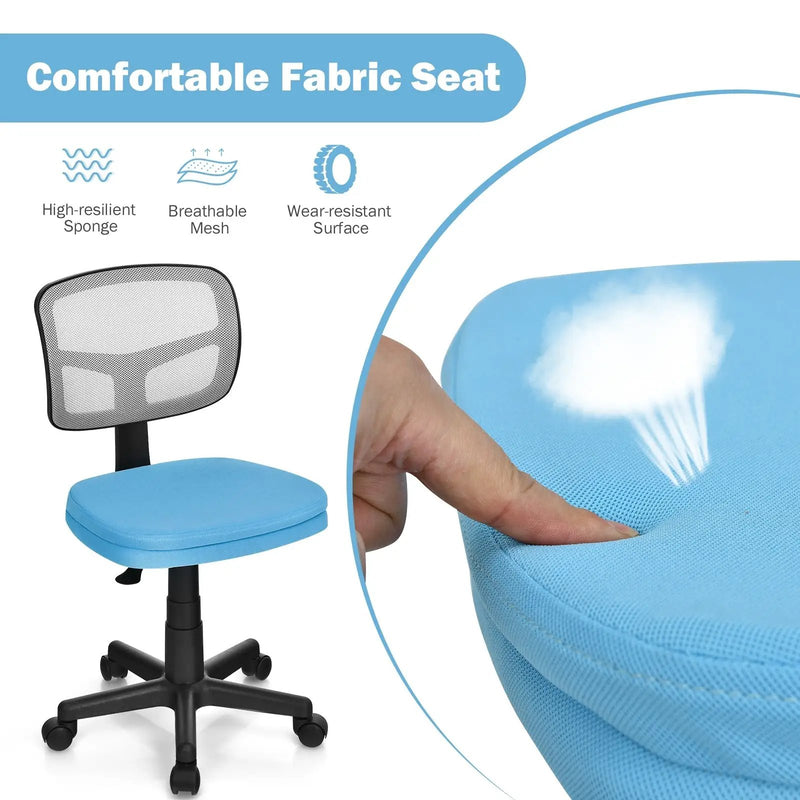 Armless Computer Chair with Height Adjustment and Breathable Mesh for Home Office by DirectDeals