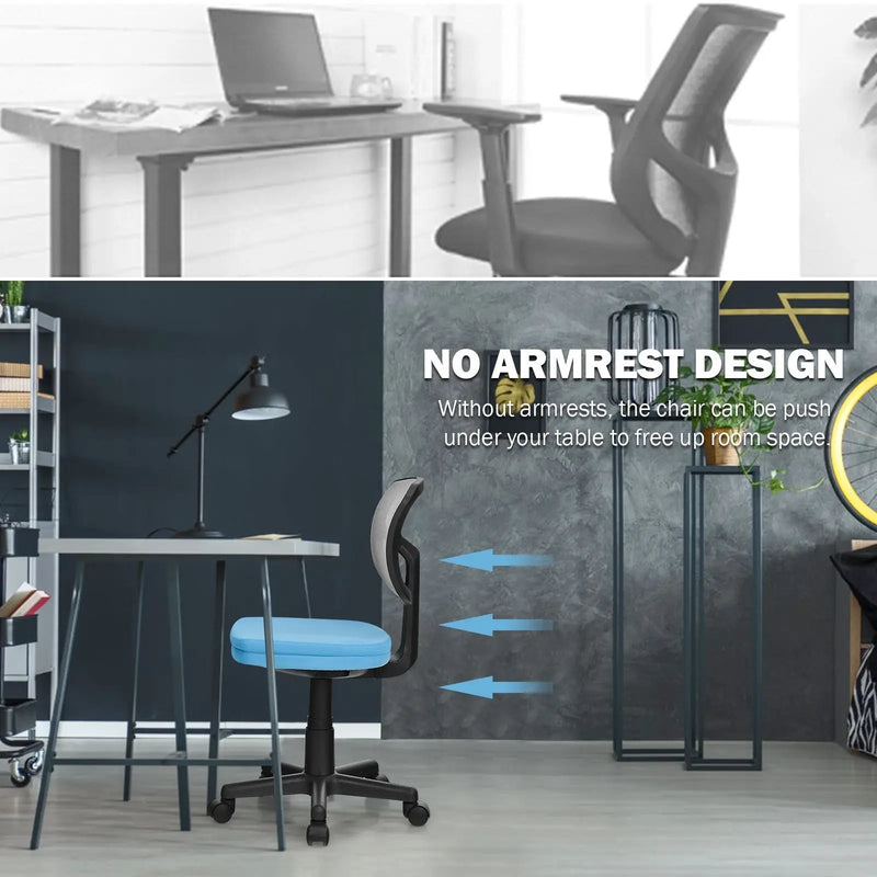 Armless Computer Chair with Height Adjustment and Breathable Mesh for Home Office by DirectDeals