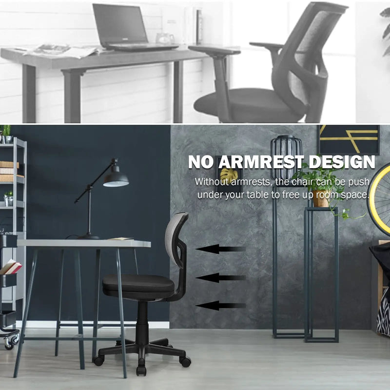 Armless Computer Chair with Height Adjustment and Breathable Mesh for Home Office by DirectDeals