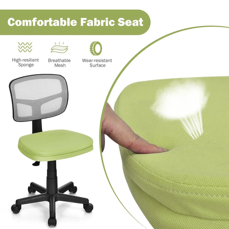 Armless Computer Chair with Height Adjustment and Breathable Mesh for Home Office by DirectDeals