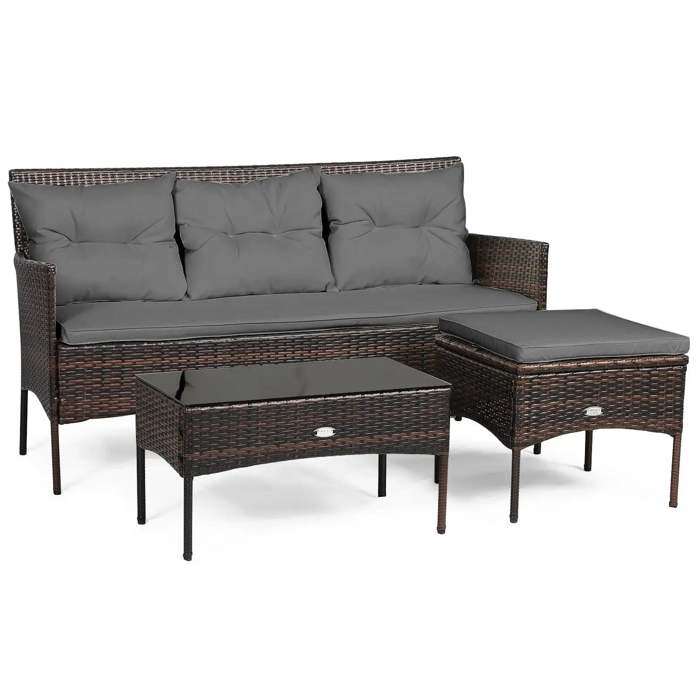 3 Pieces Patio Furniture Sectional Set with 5 Cozy by DirectDeals
