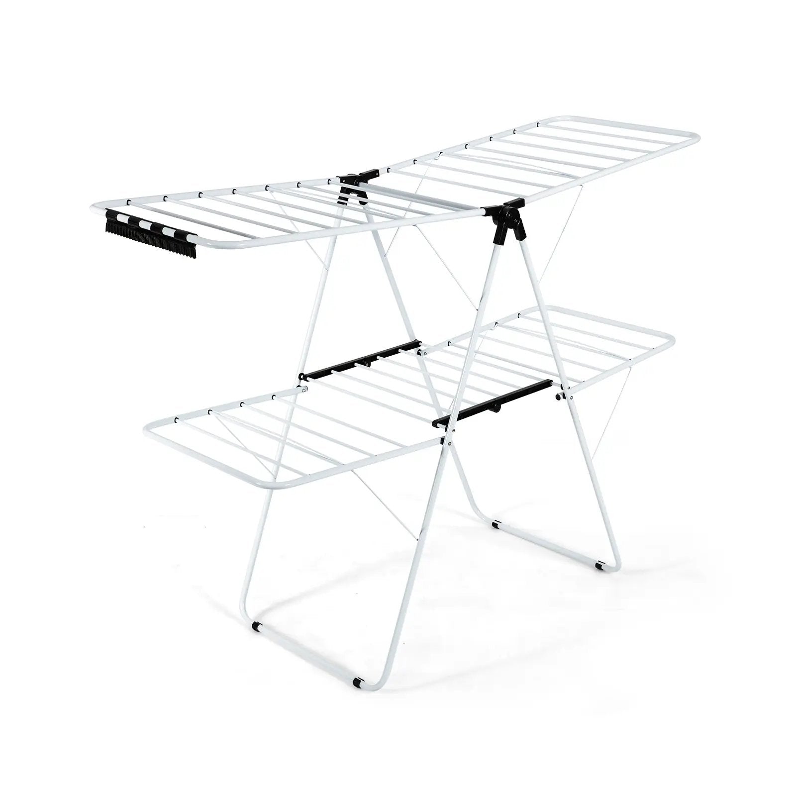 2-Tier Foldable Clothes Drying Rack with Adjustable Gullwing by DirectDeals