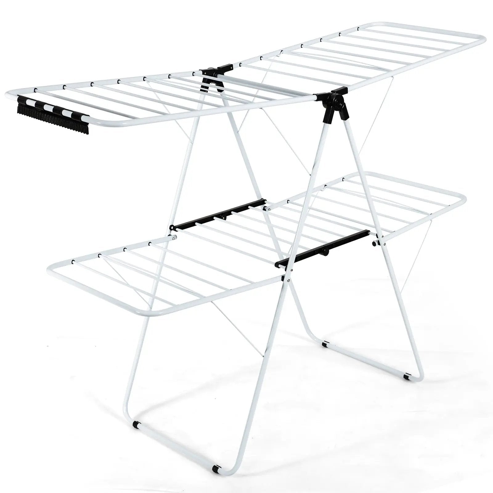 2-Tier Foldable Clothes Drying Rack with Adjustable Gullwing by DirectDeals