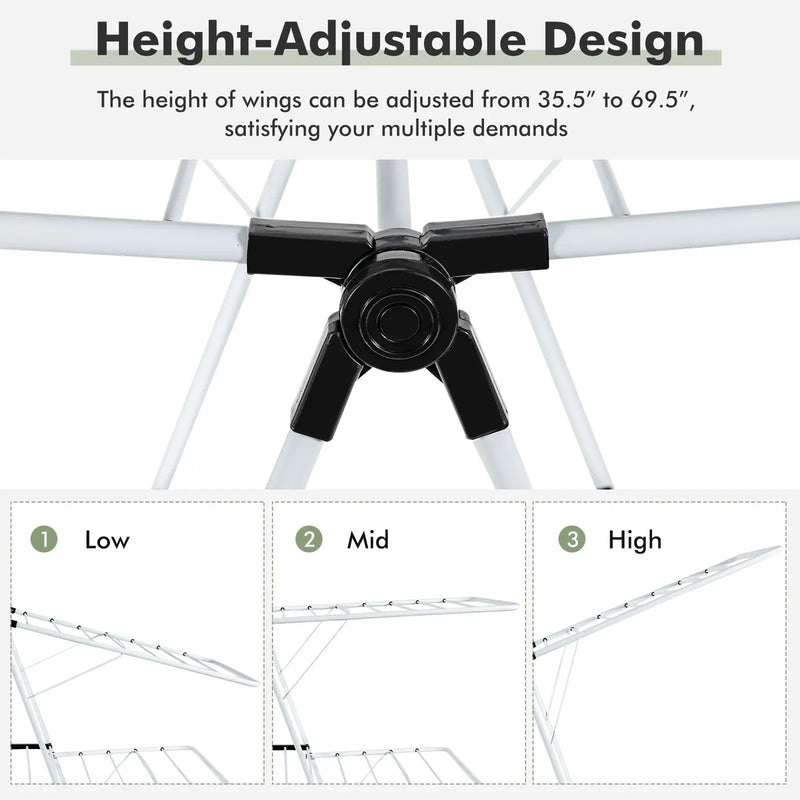 2-Tier Foldable Clothes Drying Rack with Adjustable Gullwing by DirectDeals