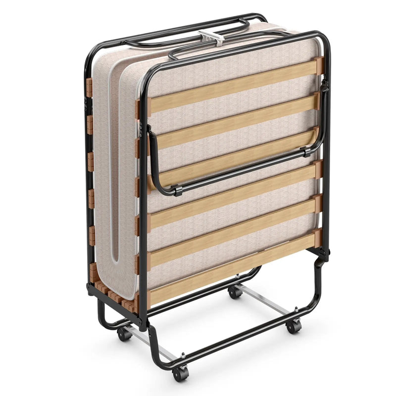 Portable Folding Bed with Memory Foam Mattress and Sturdy Metal Frame Made in Italy by DirectDeals