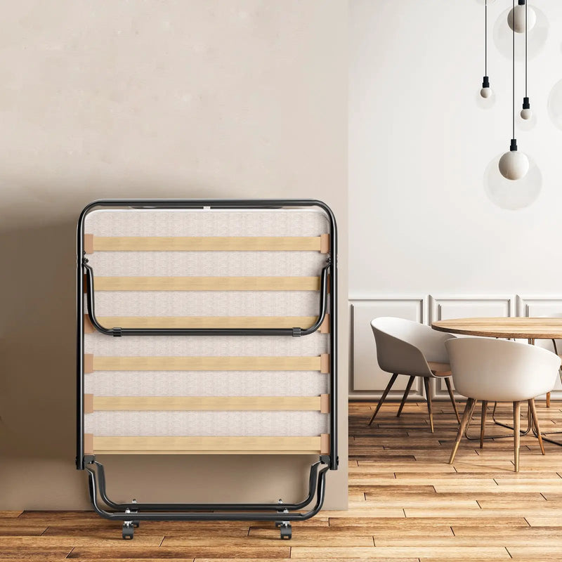 Portable Folding Bed with Memory Foam Mattress and Sturdy Metal Frame Made in Italy by DirectDeals