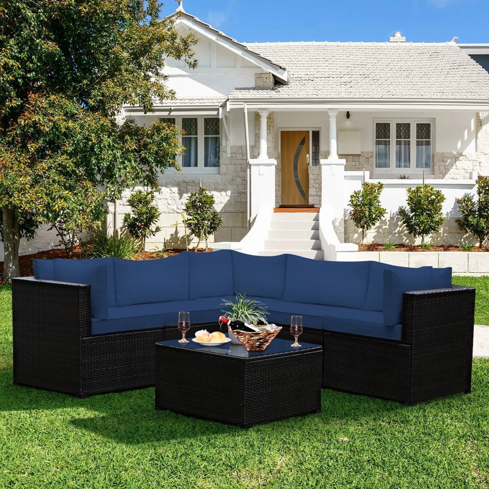 6 Pieces Patio Furniture Sofa Set with Cushions for Outdoor by DirectDeals