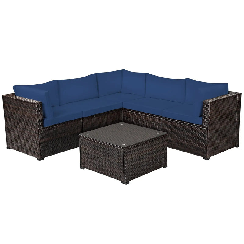 6 Pieces Patio Furniture Sofa Set with Cushions for Outdoor by DirectDeals