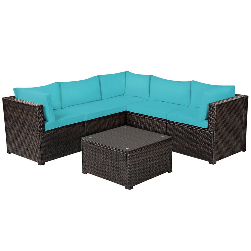 6 Pieces Patio Furniture Sofa Set with Cushions for Outdoor by DirectDeals