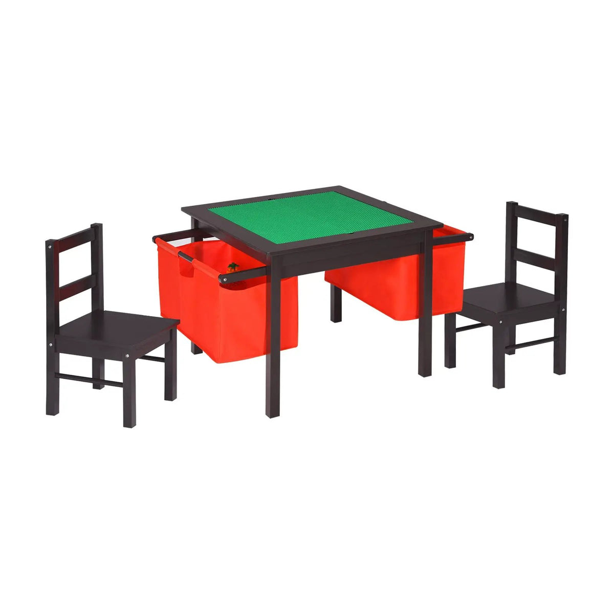 2-in-1 Kids Activity Table and 2 Chairs Set with Storage Building Block Table, photo 5 of 16