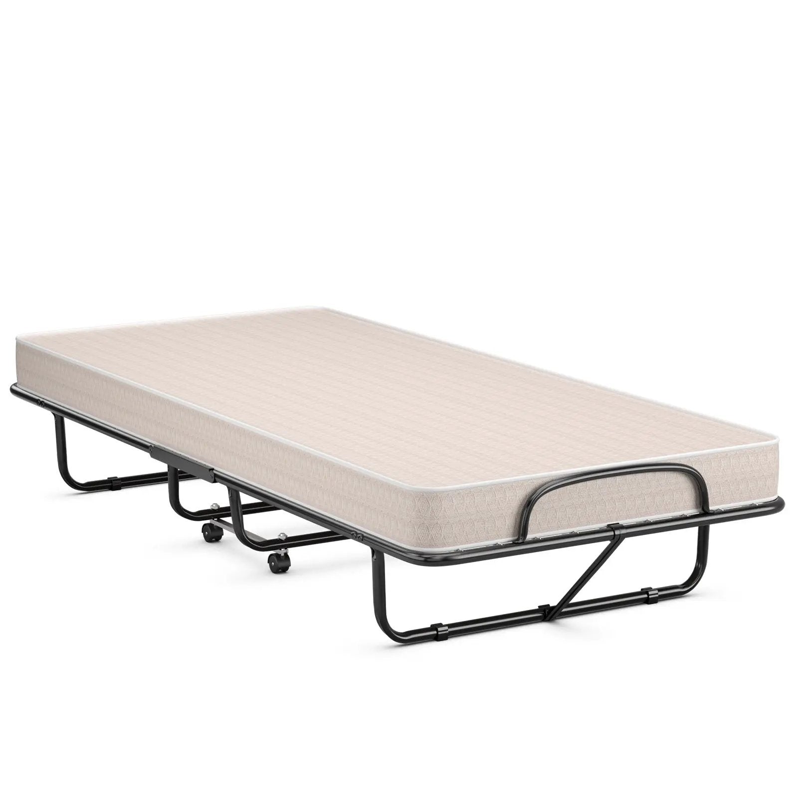 Rollaway Guest Bed with Sturdy Steel Frame and Memory Foam Mattress Made in Italy by DirectDeals