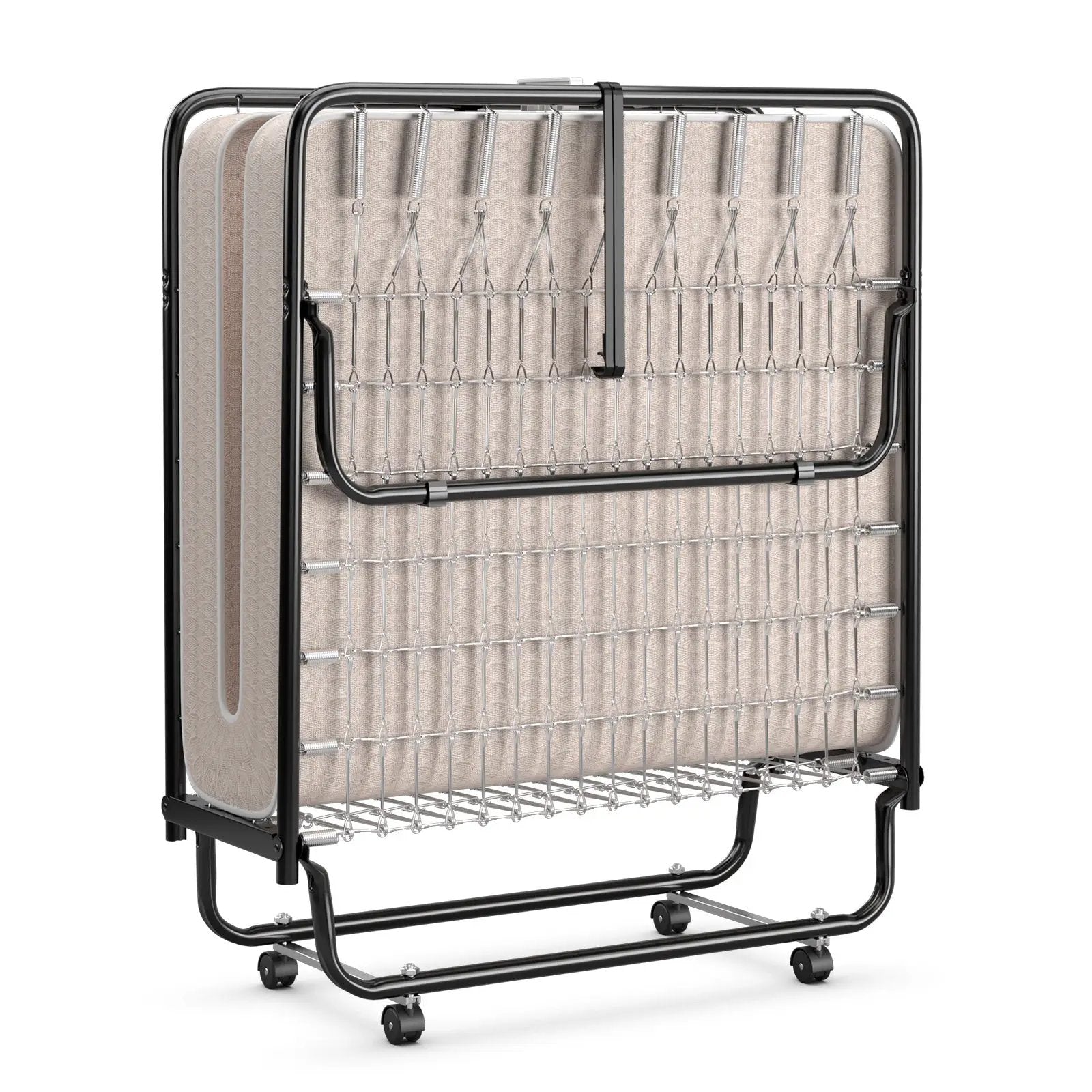 Rollaway Guest Bed with Sturdy Steel Frame and Memory Foam Mattress Made in Italy by DirectDeals