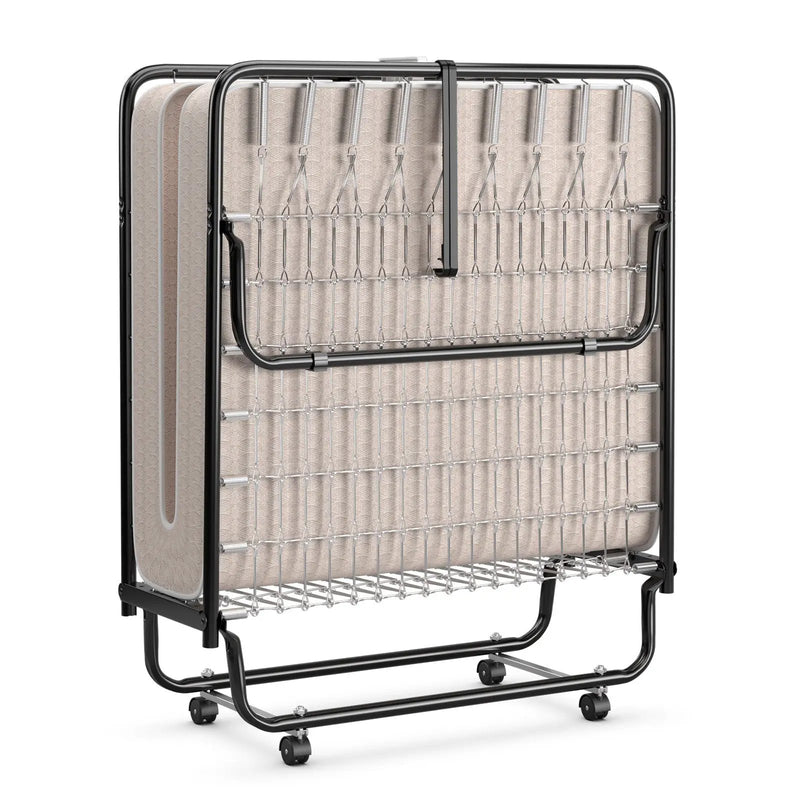Rollaway Guest Bed with Sturdy Steel Frame and Memory Foam Mattress Made in Italy by DirectDeals