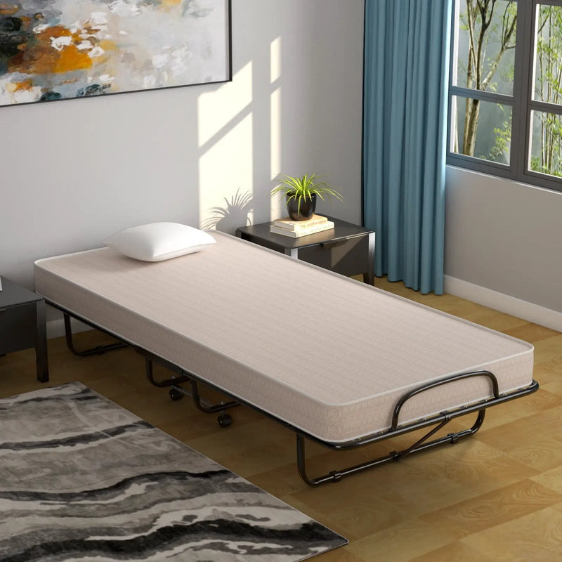 Rollaway Guest Bed with Sturdy Steel Frame and Memory Foam Mattress Made in Italy by DirectDeals