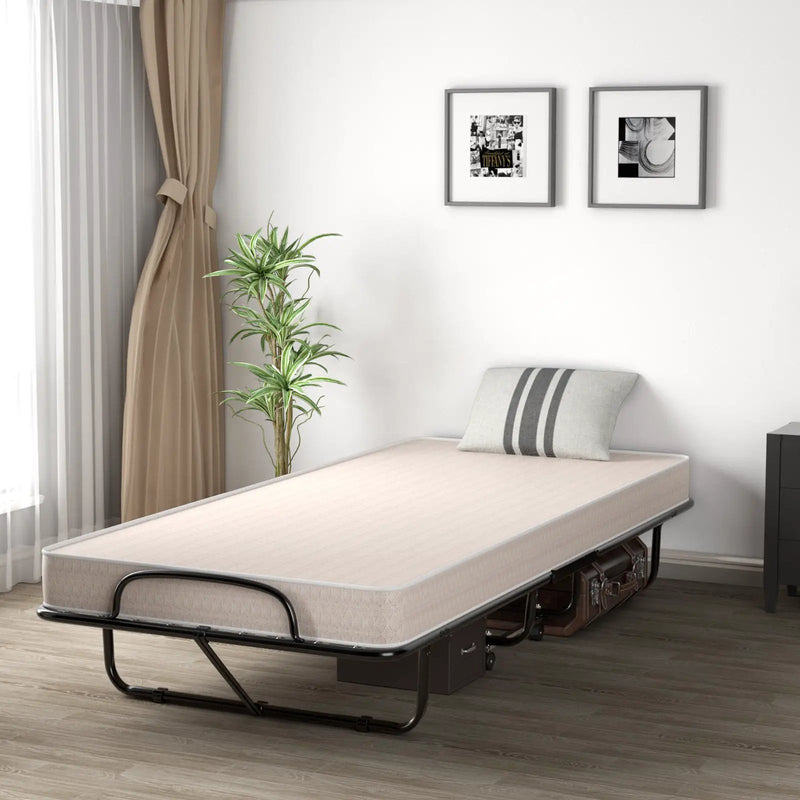 Rollaway Guest Bed with Sturdy Steel Frame and Memory Foam Mattress Made in Italy by DirectDeals