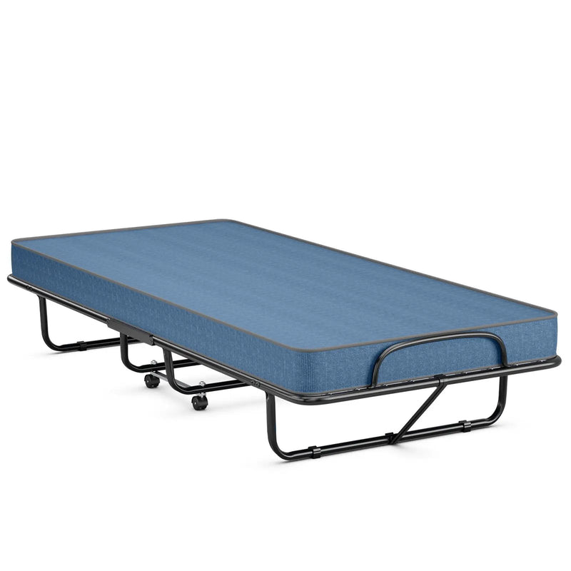 Rollaway Guest Bed with Sturdy Steel Frame and Memory Foam Mattress Made in Italy by DirectDeals
