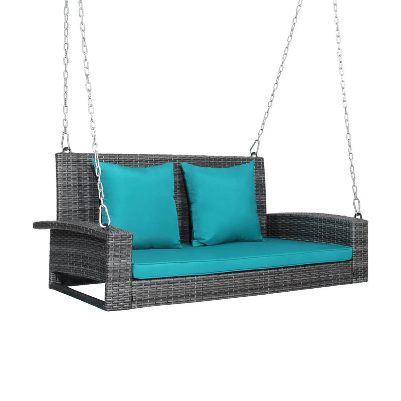 2-Person Patio Rattan Porch Swing with Cushions by DirectDeals