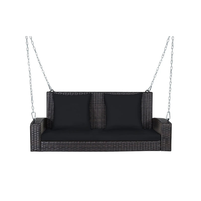 2-Person Patio Rattan Porch Swing with Cushions by DirectDeals