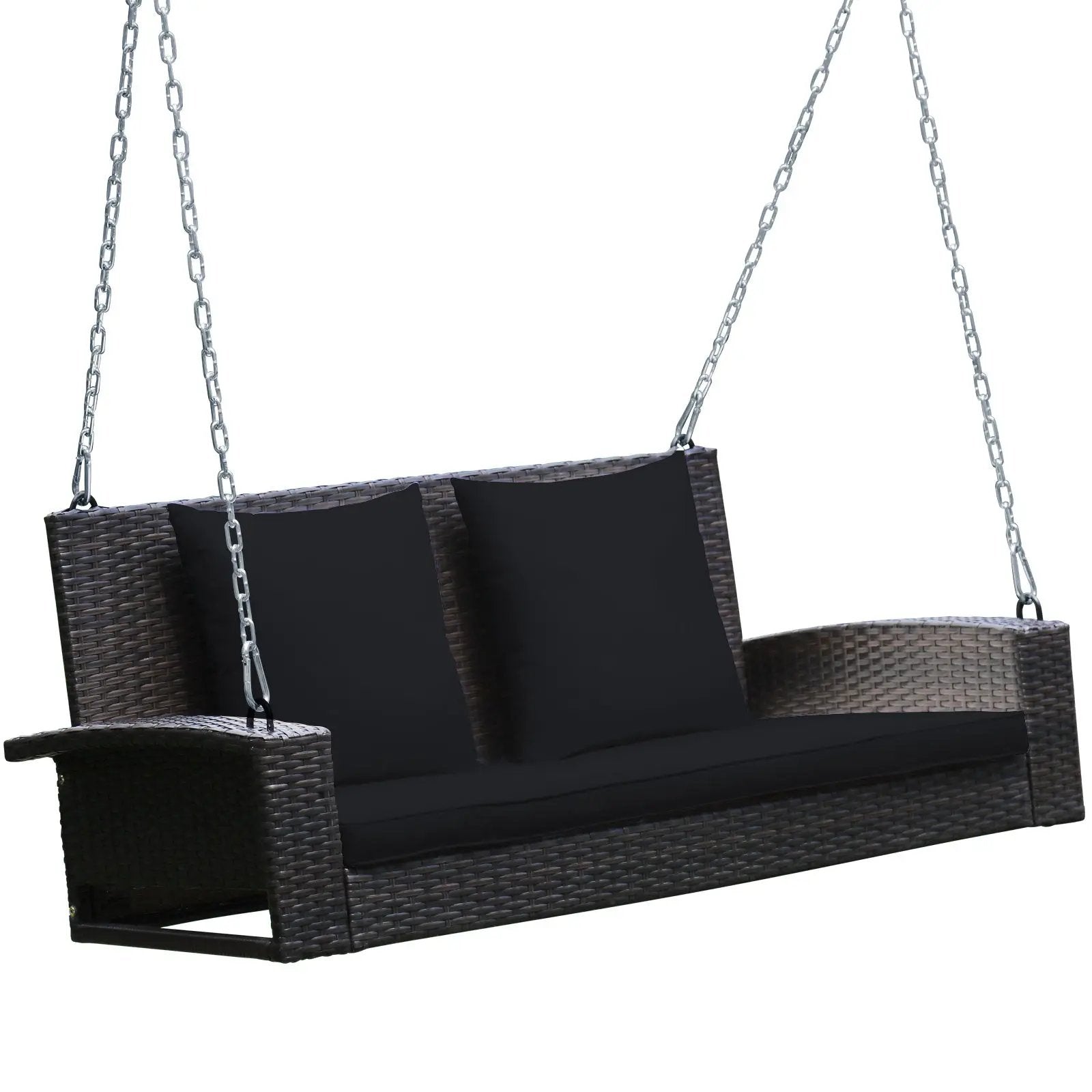 2-Person Patio Rattan Porch Swing with Cushions by DirectDeals