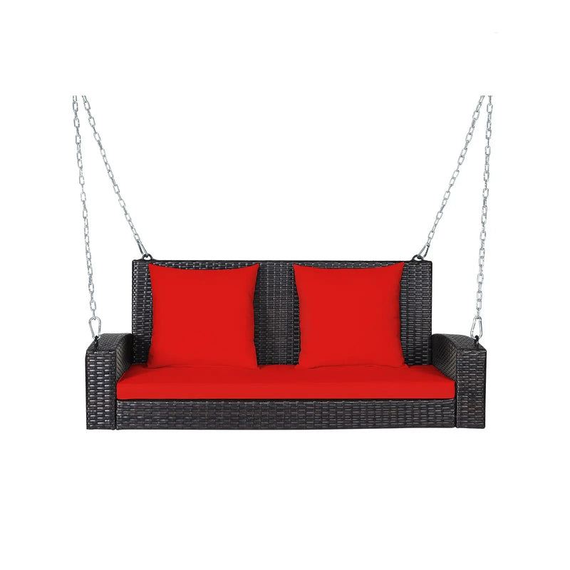 2-Person Patio Rattan Porch Swing with Cushions by DirectDeals