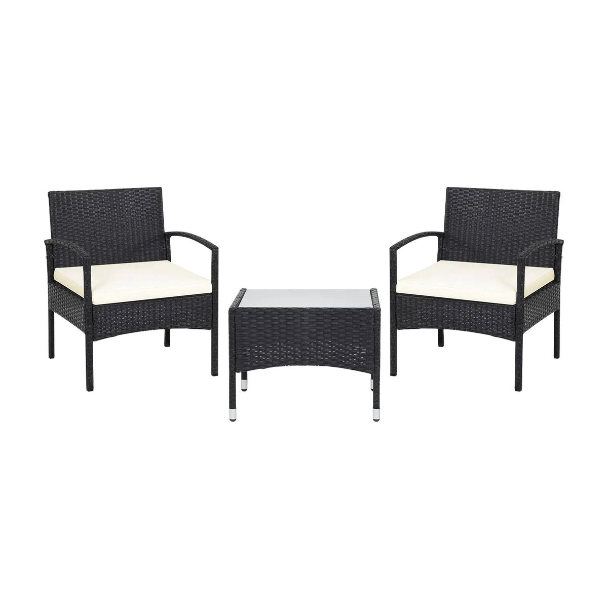 3 Pieces Patio Wicker Rattan Furniture Set with Cushion for Lawn Backyard, photo 11 of 11