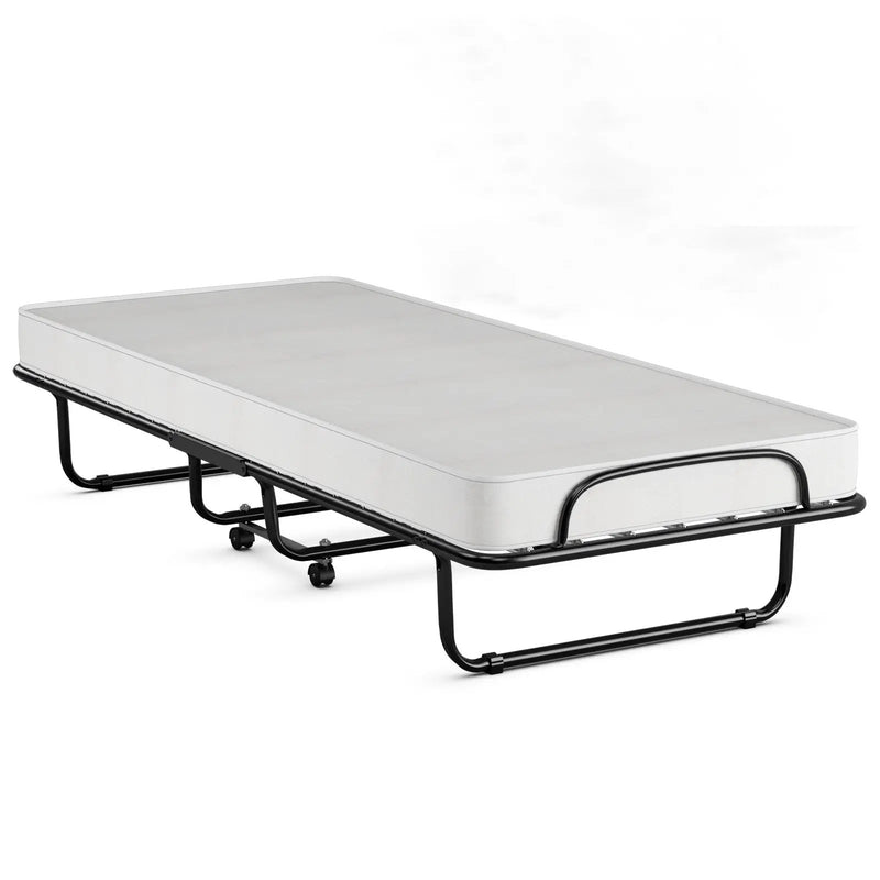 Rollaway Folding Bed with Memory Foam Mattress and Sturdy Metal Frame Made in Italy by DirectDeals