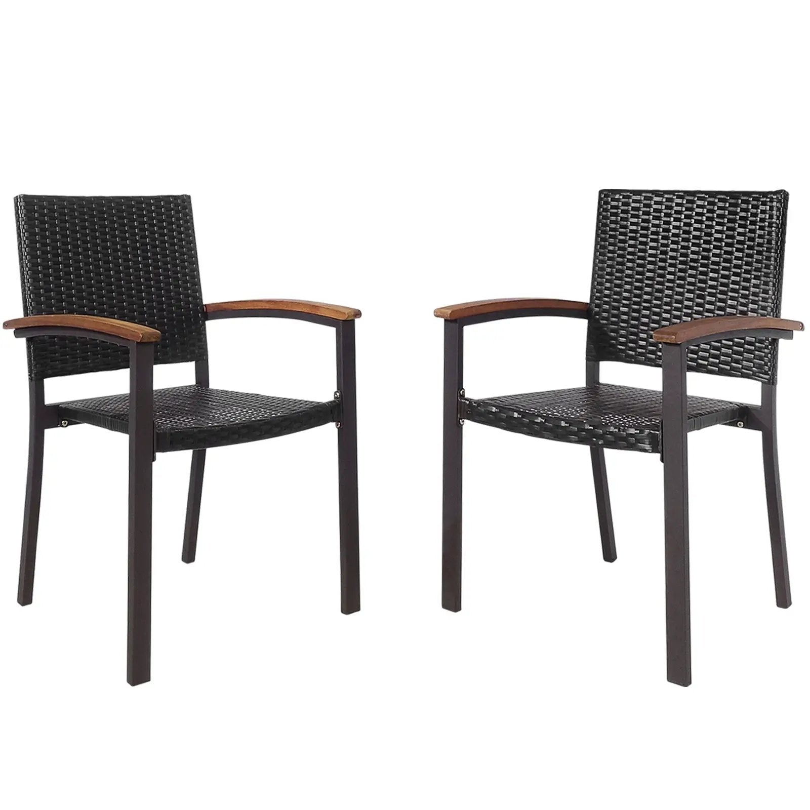 Set of 2 Outdoor Patio PE Rattan Dining Chairs by DirectDeals