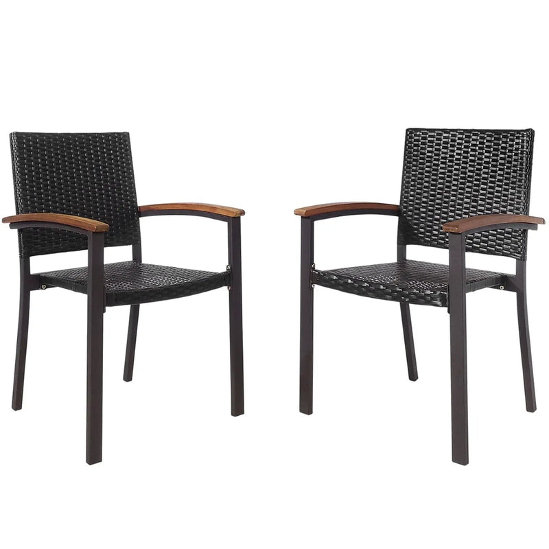 Set of 2 Outdoor Patio PE Rattan Dining Chairs by DirectDeals