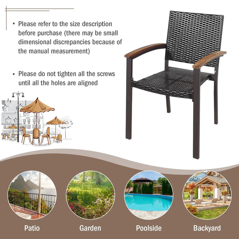 Set of 2 Outdoor Patio PE Rattan Dining Chairs by DirectDeals